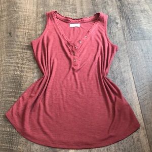MAURICES MAROON SLEEVELESS TANK WITH 1/2 BUTTON SIZE S